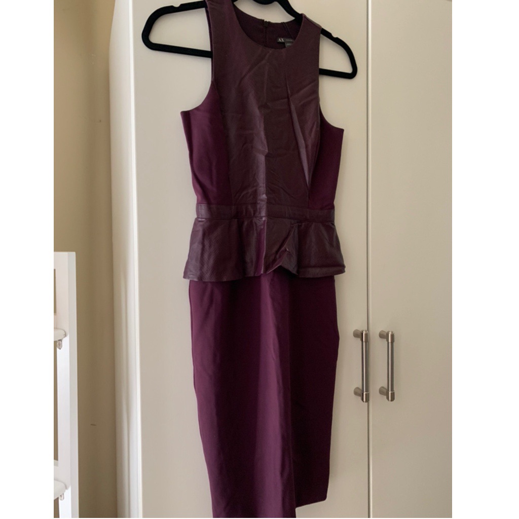 Brand New Armani Exchange Leather Peplum Dress